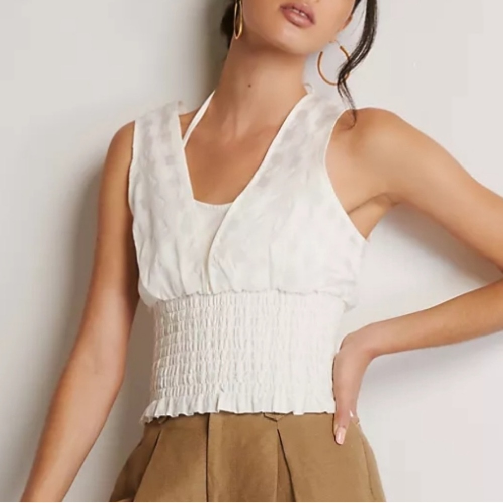 Anthropologie Cream Textured Tank Top